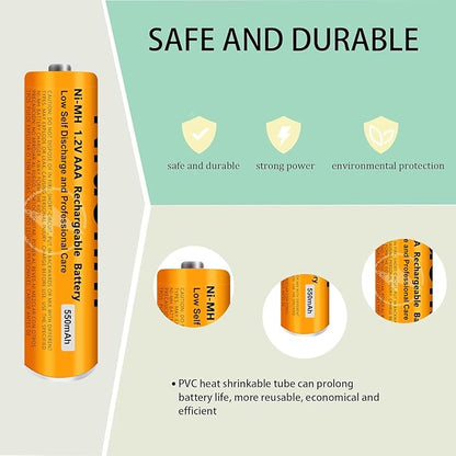 6 Pack NI-MH AAA Rechargeable Battery for Panasonic, 1.2V 550mah AAA Rechargeable Batteries for Panasonic Cordless Phones Handset, Remote Controls, Electronics