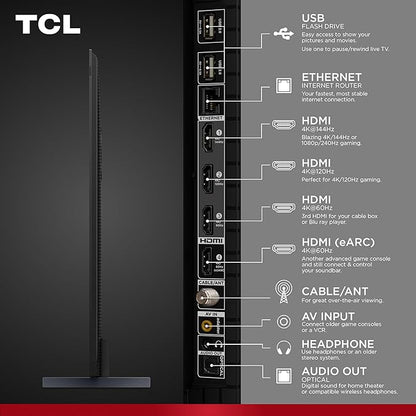 TCL 98-Inch Q65 QLED 4K UHD Smart TV with Google TV (98Q651G, 2024 Model) Dolby Vision, Dolby Atmos, HDR Pro+, Game Accelerator Enhanced Gaming, Voice Remote, Works with Alexa, Streaming Television