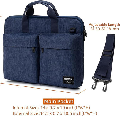 KINGSLONG 14 inch Laptop Bag with Shoulder Strap, Messenger Bag, Slim Computer Carrying Case Notebook Handbag Fit for Acer Asus Lenovo HP Toshiba, Blue