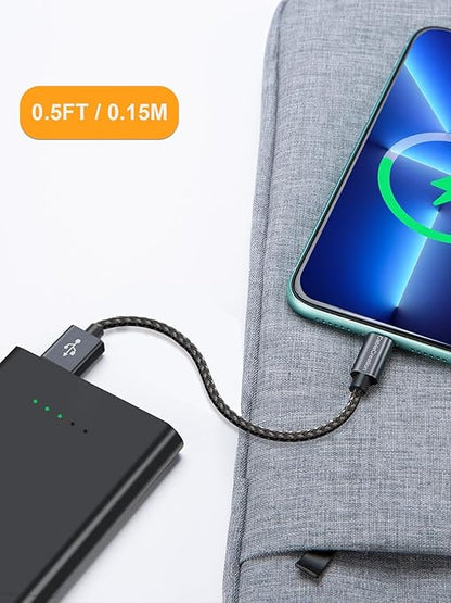 CableCreation Short iPhone Charger Cable 0.5FT/0.15m, USB A to Lightning Cable, Lightning to USB Data Sync Cord [MFi Certified] for iPhone 14/14 Pro, AirPods Pro, iPhone 13/13 Pro/12, iPad Pro, Grey