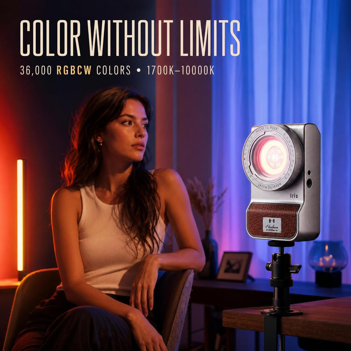 HARLOWE Iris 5 Spectra RGBW LED Video Light, Mini Creator Studio Light