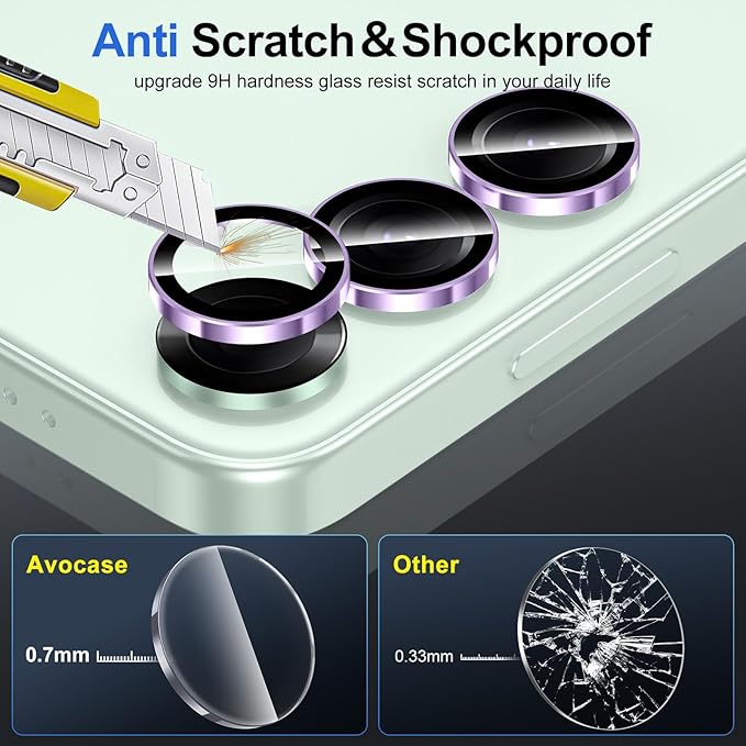 for Samsung Galaxy S25 Plus Camera Lens Protector, Individual Metal Ring Tempered Glass Lens Cover, [Strong Adsorption] Scratch Resistant Ultra-Thin HD Clear Lens Cover, 1 Set-Purple Ring