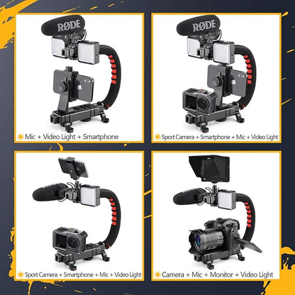 Zeadio Handheld Stabilizer, Versatile Grip Rig with Carrying Case, Compatible with All Smartphones and Action Cameras
