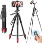 65" Phone Tripod Stand, Tripod for iPhone & Camera with Wireless Remote & Cellphone Holder for Video Recording/Selfies/Live Stream/Vlogging (Included Carry Bag)