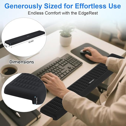UnivoColors PostureUp L-Shaped Desk Long Wrist Rest Elbow, Non-Slip, Memory Foam, Desk Edge Support, Ergonomic Design for Long-Hour Work (23.6 * 3.9 inch One-Piece Design,Navy)