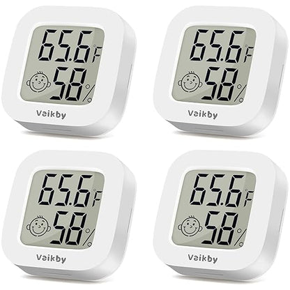 Vaikby Indoor Thermometer 4Pack, Humidity Gauge Meter Digital Hygrometer Room Thermometer for Home, Hight Accurate Temperature and Humidity Monitor, Large LCD Display Fahrenheit or Celsius