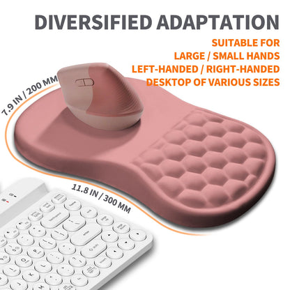 Armanza Ergonomic Joint Wrist Support Mouse Pad with Memory Foam Cushion Massage Bump, Carpal Tunnel Pain Relief Mousepad Slope Design for Wrist Rest, 11.8x7.9 in, Pink