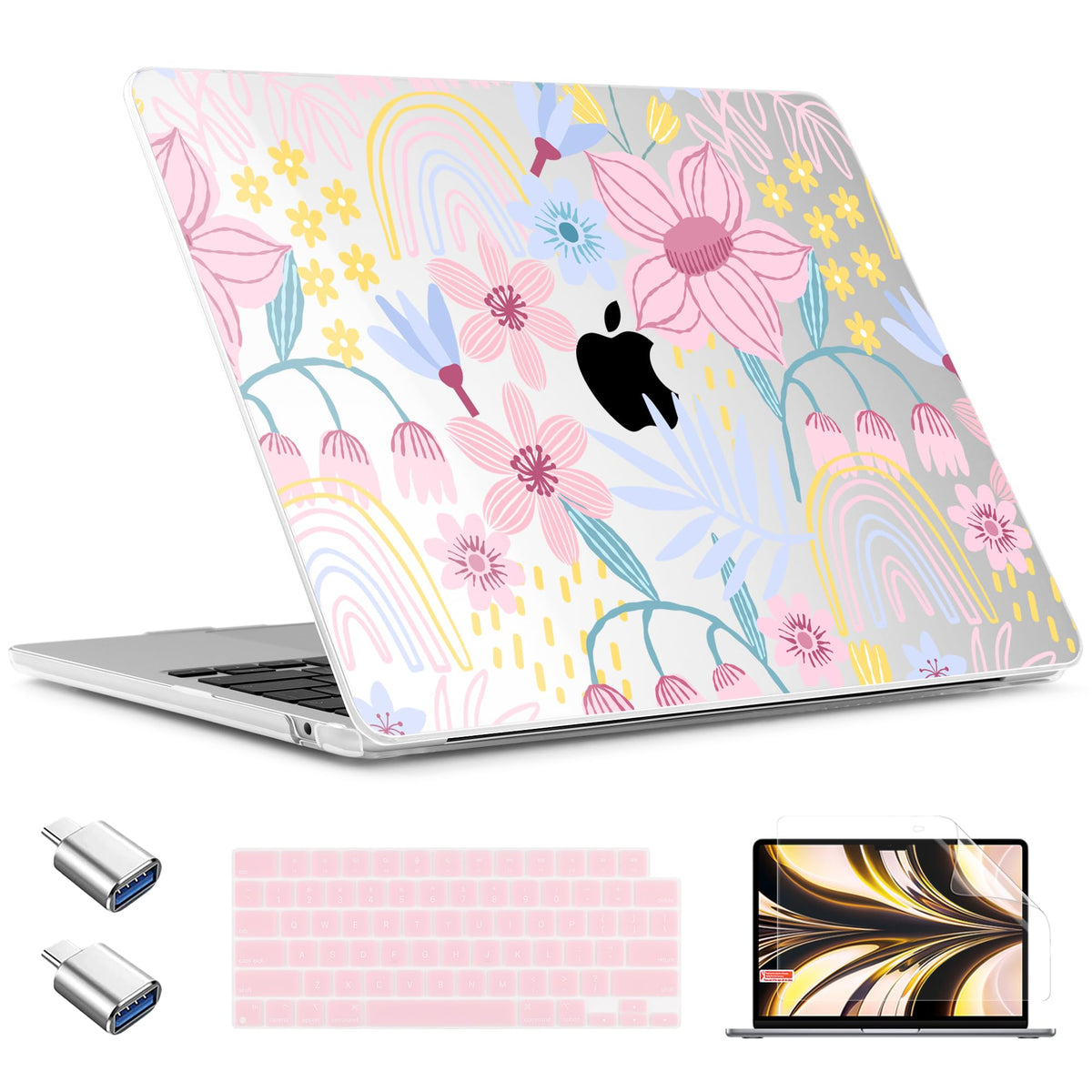 TWOLSKOO for MacBook Air 13 inch Case M5 2026 M4 2025 M3 M2 2024-2022 A3449 A3240 A3113 A2681, Plastic Hard Shell & Keyboard Cover & Screen Film for MacBook Air 13.6 inch Case, Creative Brain