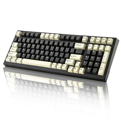 YUNZII YZ98 Gasket Mechanical Keyboard,99 Key Hot Swappable BT5.0/2.4G/USB-C Wireless NKRO 98% 1800 Layout with RGB LED Backlit for Linux/Win/Mac(Black, Cocoa Cream V2 Switch)