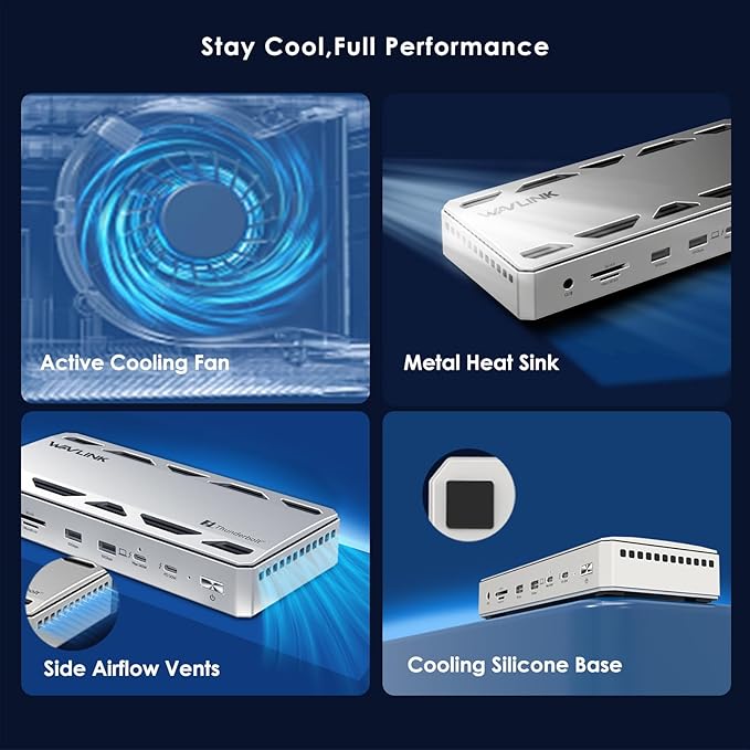 WAVLINK Thunderbolt 5 Docking Station, 12-in-1 Thunderbolt 5 Dock with 120Gbps Max Transfer, 140W PD, 2.5G Ethernet Port, 4X USB-A 3.2 Gen 2, SD 4.0, 8K Display for Thunderbolt 5/4 Laptops