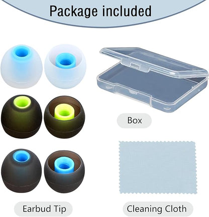 Earbud Replacement Tips Silicone Earbud Tips Earbud Covers Fit for in-Ear Headphones (Inner Hole 3.8mm -5.1mm) Ear Tips Earbud Rubber Tips 9 Pairs S/M/L