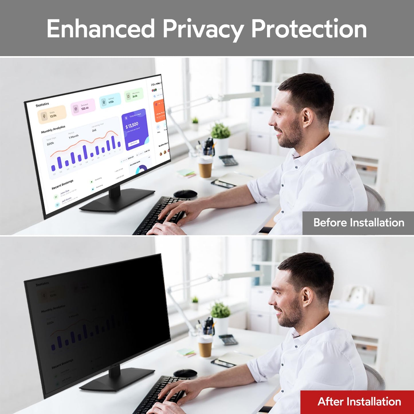 bersem 2 Pack 24 Inch Computer Privacy Screen for 16:9 Ratio Monitors