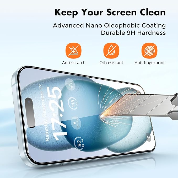 UNBREAKcable 2-Pack Screen Protector for iPhone 16 Plus, Double Shatterproof Tempered Glass [Easy Installation Frame] [9H Hardness] [99.99% HD Clear] [Case Friendly] for iPhone 6.7 inch