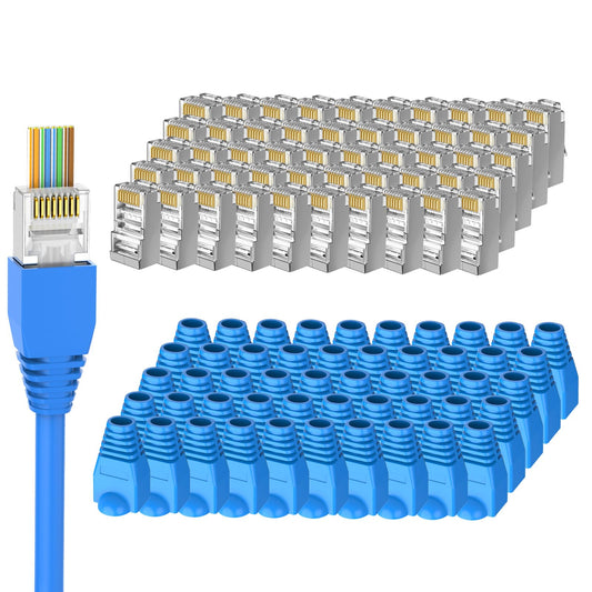 Brileine 50-Pack Cat 6 Shielded Pass Through RJ45 Connectors