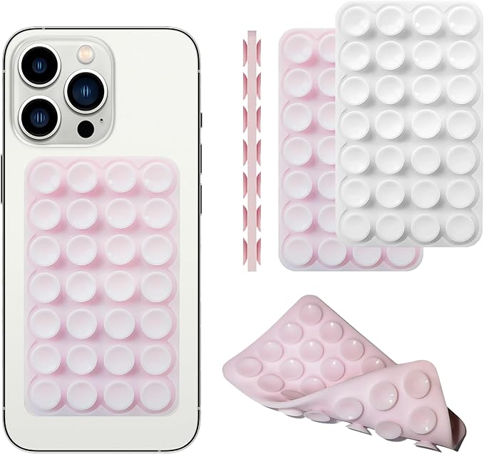 DreamsLink.LC Silicone Double-Sided Suction Phone Detachable Mount, Fidget Sticky Grip Hands-Free for Makeup, Gym, Cooking, ASMR/TikTok Recording & Selfie, Content Creator Trendy Gift (Clear