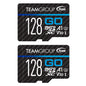 TEAMGROUP GO Card 128GB x 2 Pack MicroSDXC UHS-I U3 V30 4K for Action Cameras & Drone High Speed Flash Memory Card with Adapter for Outdoor Sports&Vlog, 4K Shooting,GoPro&Insta360&DJI TGUSDX128GU364