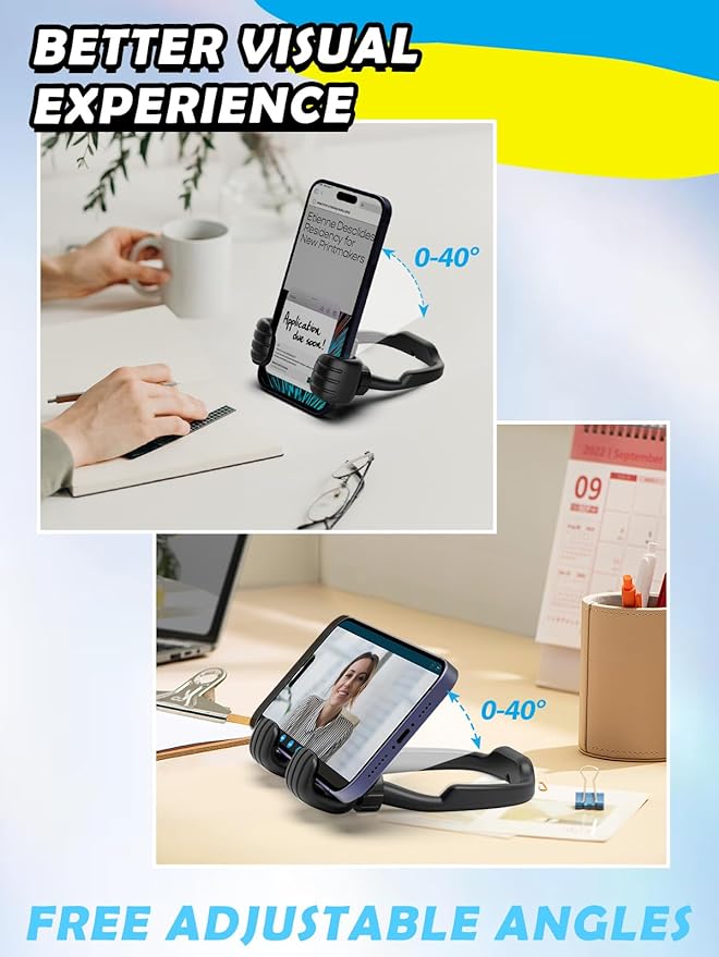 Dad Gifts for Fathers Day from Daughter Son Cell Phone Stand: 2 Pack UPGRADE Adjustable Thumbs Up Lazy Phone Holder for Desk Fun Birthday Gifts for Grandma Teens Girls Boys Adults Husband from Wife