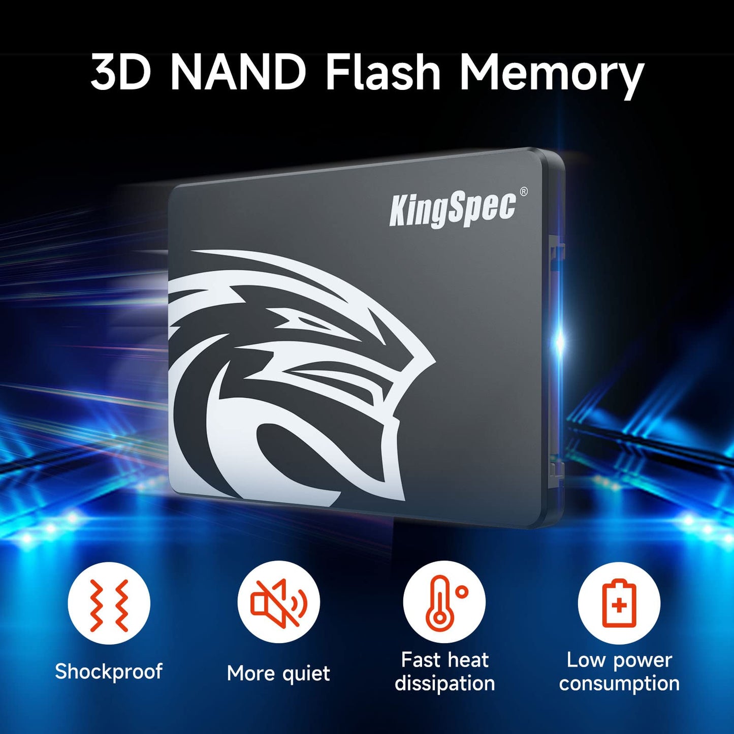 KingSpec 256GB SATA III SSD 6Gb/s, 2.5" SATA SSD with 3D NAND Flash, Internal Solid State Hard Drives, for Laptop and PC Desktop (R/W Speed up to 550/520 MB/s)