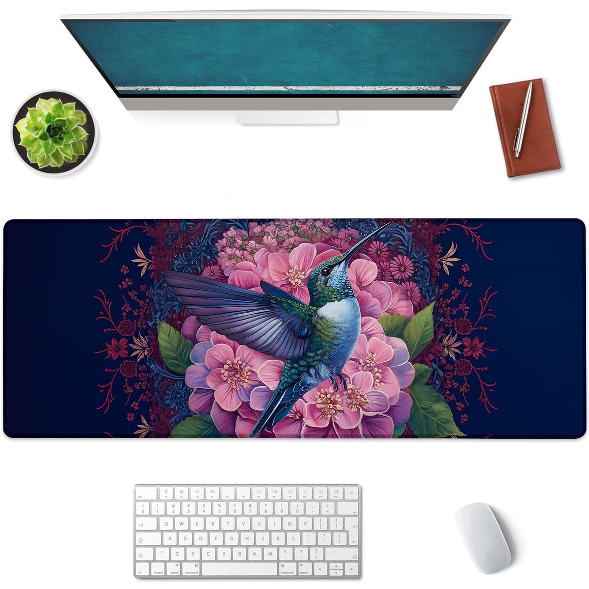 Mounidso Botanical Mushroom Large Mouse Pad, Gaming Mouse Pad, Keyboard Mat, Non-Slip Rubber Base, Office Accessories, Desk Mat, MousePads for School, Work, Home Decor Gifts 31.5" x 11.8"