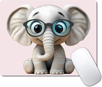 Cute Cartoon Anime Elephant Custom Mouse Pad with Non-Slip Rubber, Small Square Design for Wireless Laptop & Computer Mouse Pads for Desk, 9.5 x 7.9 inch Smooth Surface for Gaming & Office