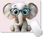 Cute Cartoon Anime Elephant Custom Mouse Pad with Non-Slip Rubber, Small Square Design for Wireless Laptop & Computer Mouse Pads for Desk, 9.5 x 7.9 inch Smooth Surface for Gaming & Office