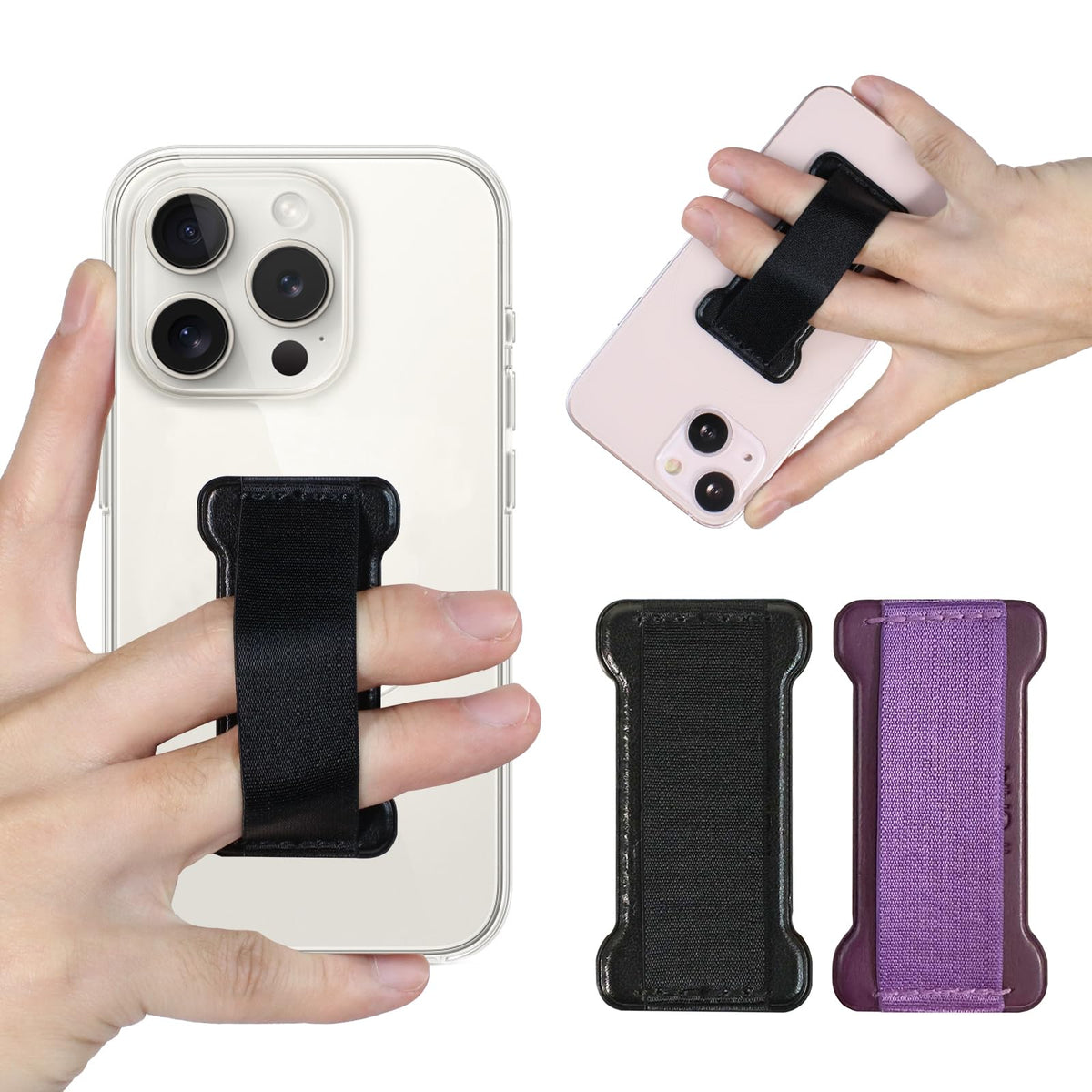 WUOJI Universal Phone Grip for Smartphones - Phone Holder for Hand for Back of Phone - Wireless Charging Compatible - 2Pack(Black Green)