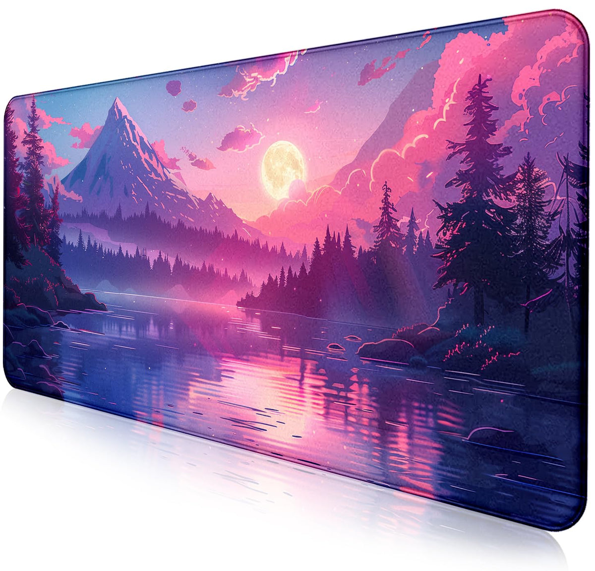 Gray Forest Mouse Pad with Seam Edge Design, Non Slip Rubber Keyboard Pad