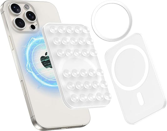 Patented Magnetic Sticky Phone Suction Grip Mount for MagSafe Case,Magnet Silicone Portable Stand Holder for iPhone 16/15/14/13/12 Series and Android, Hands-Free Selfies and Videos