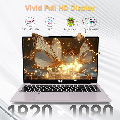 NIMO 15.6 inch Laptop FHD, AMD Ryzen 5 3500U, 8 GB RAM, 256 GB SSD, Windows 11, Backlit Keyboard, Fingerprint Reader, 65W PD, Lightweight Computer for Work and Homeschooling,Rose