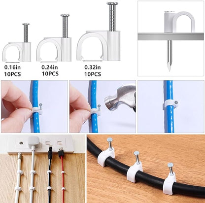 ELII 327 PCS Cable Management Kit 4 Cable Cable Sleeves,65 Cable Clips with 13Cord Holders,25 Roll Cable Organizer Straps,200 Fastening Cable Ties,20 Cable Zip Tie Mounts for Computer (Black)