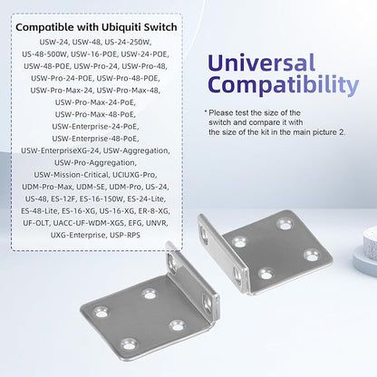 Rack Mount Kit for Ubiquiti Switch, 1U Rack Ears for Ubiquiti 16/24/48 Series Switches
