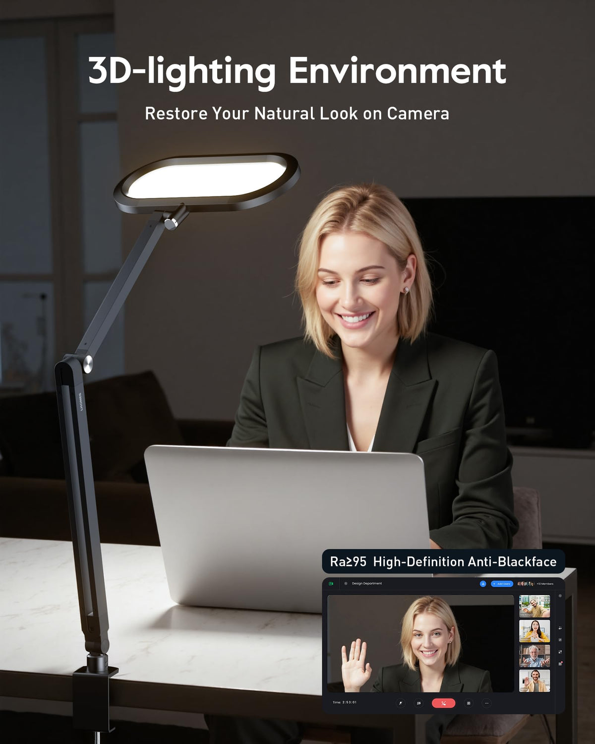 LitONES Dual-Side LED Desk Lamp with Clamp, Soft Light with Stepless Remote