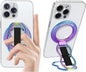 Magnetic-Phone-Grip-Stand-with-Finger-Strap, 4-in-1 Magnetic Ring Holder, Kickstand and Elastic Strap for Smartphones, Universal Fit for iPhone, Android, and Cases (Colorful)