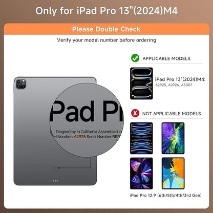 Transparent Case with Keyboard for 2024 iPad Pro 13 inch (M4), iPad Pro 13,7-Color Backlit,Magic Wireless Keyboard, 360°Rotating,Multi-Touch trackpad,Pencil Holder,with Shortcuts,White