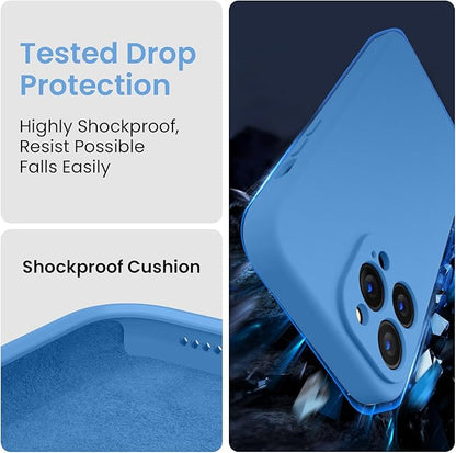 FireNova for iPhone 14 Pro Case, Silicone Upgraded [Camera Protection] Phone Case with [2 Screen Protectors], Soft Anti-Scratch Microfiber Lining Inside, 6.1 inch,Blue