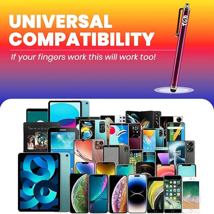 TCD 10 Pack Stylus Pen for Touch Screen, Universal Capacitive Digital Stylus Pen for iPad, iPhone, Tablet, Laptop – Premium Thick Styluses for All Touchscreen Devices with Rubber Tip, Multi Colors