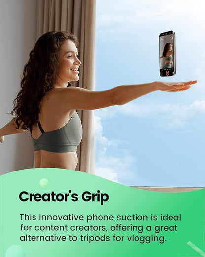 amBand Airplane Travel Essential Accessories Phone Holder for Women Men, Magnetic Suction Cup Phone Mount for Flying Plane Seat Back Screen, Long Flight Must Have Hands-Free for Selfie/Video, Sky Blue