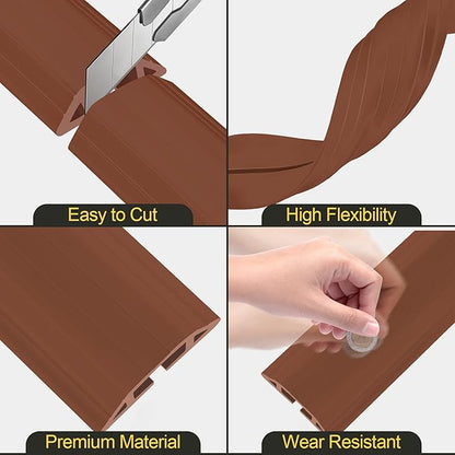 MYFAMIREA 6.5FT Floor Cord Cover Heavy Duty Cable Cover Protector 3 Channels Extension PVC Floor Wire Cover Outdoor Cord Hider Management Cord Cover for Wire on Floor for Home Office Outdoor, Brown,2M