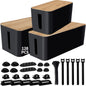 128PCS Cable Management Box 3Pack Cable Management Kit for Power Strip to Hide Wires,Cord Hider Boxes,Cord Box Safe ABS Material Wire Organizer of Cable Clips Sleeve for Home & Office, White