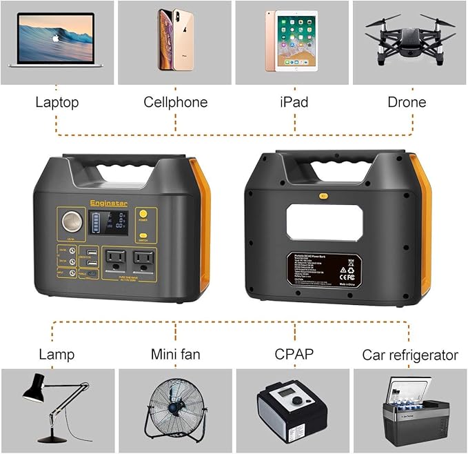 EnginStar 296Wh Portable Solar Generator, Pure Sine Wave Power Station