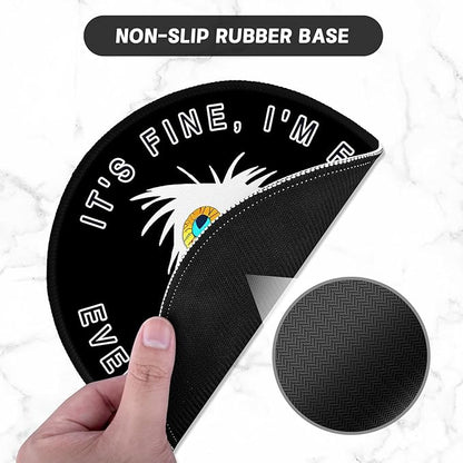 ITNRSIIET Round Mouse Pad with Stitched Edge Premium-Textured Waterproof Non-Slip Rubber Base Desktop Protection Mat Diameter 8.7 inches, Funny Cat