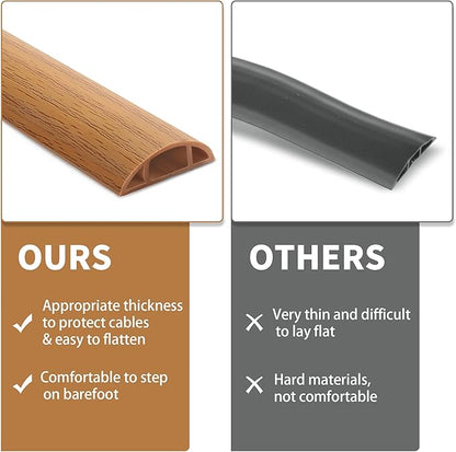 Floor Cord Cover 6ft, Cord Hider Floor Beige Maple Wood, Floor Cable Management Prevent Cable Trips, Floor Cable Cover Wire Covers for Electric Power Cords, Cord Protector Cord Cavity W0.47in H0.28in