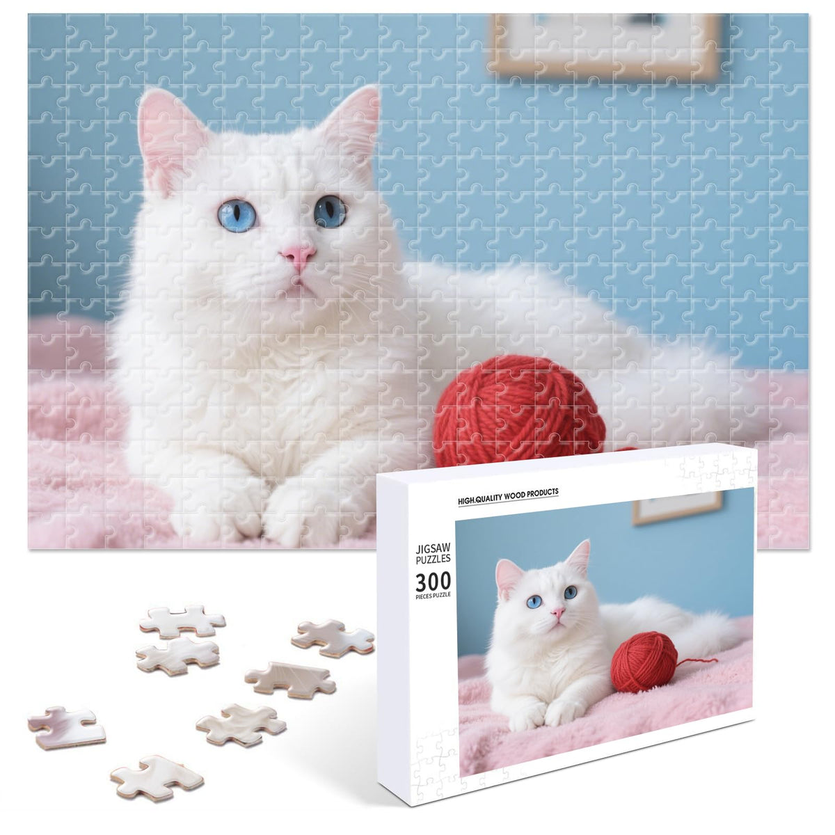 Custom Puzzle 120/200/300/500/1000/1500 Pieces, Personalized Puzzle from Your Own Photo, Customized Jigsaw Puzzle Gift for Couple, Pet, Wedding, Anniversary & Family (300-Vertical)