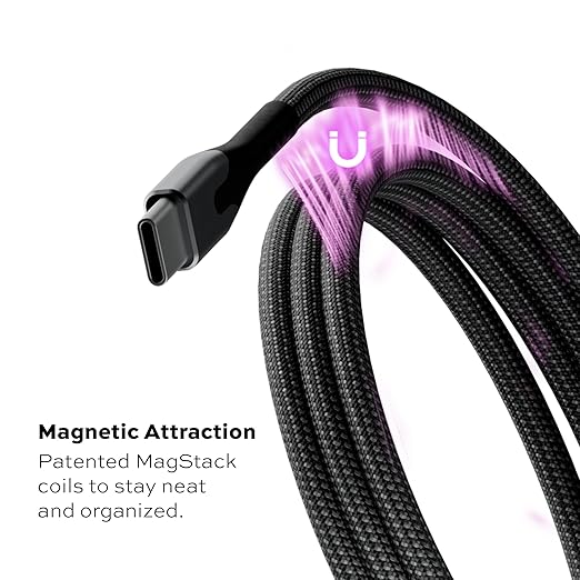 Statik MagStack USB to USB C Cable, Clutter-Free Magnetic Charging Cable, A to Type C Charger Fast Charging Phone Charger Cord, Compatible with iPhone 16 Pro Max, 15, Galaxy S24, 27W 6FT/2M