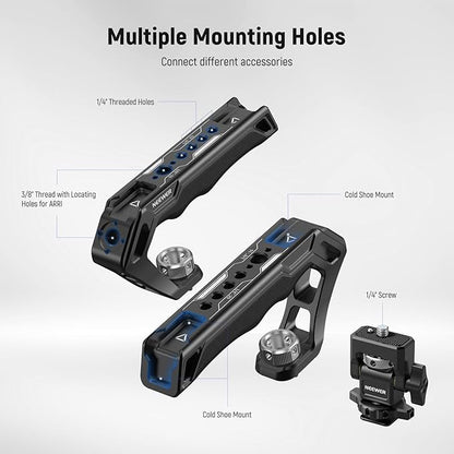 NEEWER Universal Camera Cage with Top Handle & Cold Shoe Monitor Mount, Arca Type Camera Gimbal Stabilizer Video Rig, Dual Handgrips & 3/8" for ARRI Compatible with SmallRig Accessories, CA016T+MA006
