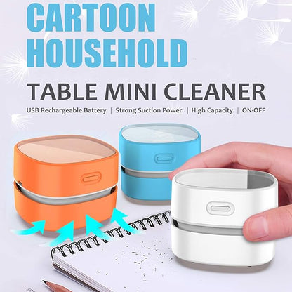 ODISTAR Desktop Vacuum Cleaner,Mini Table dust Sweeper Energy Saving with auto Power-Off Function,High Endurance up to 400 mins,Cordless&360º Rotatable Design for Keyboard/Office(Orange Charging)