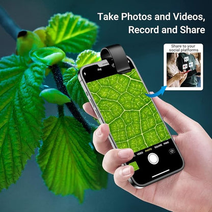 200X Magnification Microscope Lens withCPL Mobile LED Light Micro Pocket Macro Lenses for iPhone Samsung All Smartphones (White Without CPL)