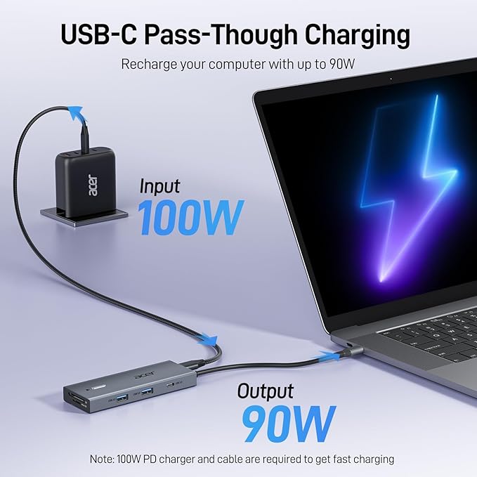 Acer USB C Docking Station Dual Monitor With 2 HDMI, 9-IN-1 Laptop Docking Station with 4K HDMI, USB A&C 3.0, SD/Micro SD, 100W PD Charging, USB C Dock Compatible with Acer/Dell XPS/HP/Mac/Surface etc