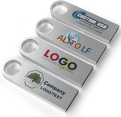ABLAZE Custom Flash Drive 4GB 10 Pack, Personalized USB with Your Logo Metal Thumb Drives USB 2.0 Memory Stick Pendrive (Sliver)