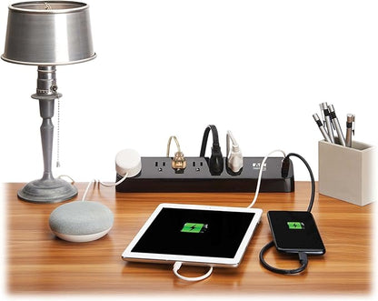 Eaton Tripp Lite series Desk Clamp Power Strip Surge Protector, 6-Outlets, 2x 30W USB-C Charging Ports, 900 Joules, 10ft Braided Flat Extension Cord, Lifetime Manufacturer's Warranty (TLP610U30CLAMPB)